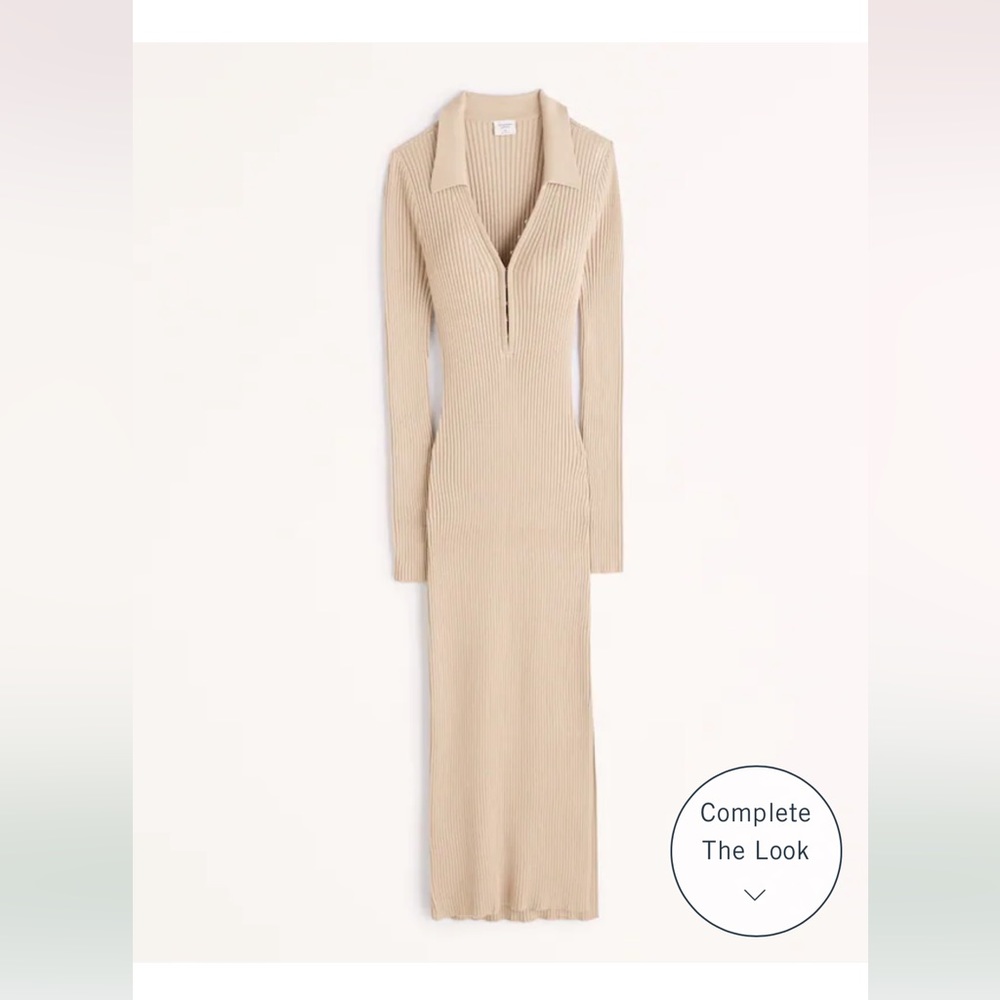 NWT Abercrombie & Fitch Ribbed Polo Sweater Midi Dress